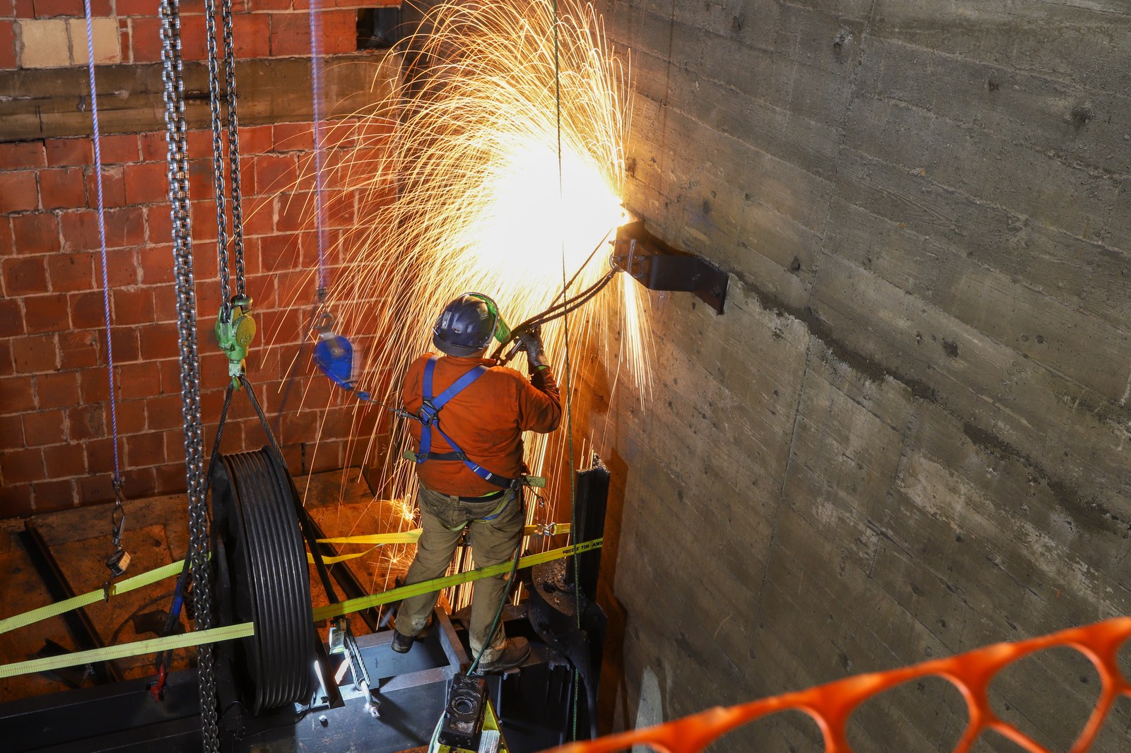 A Wright Building Systems crew member at work on a job site