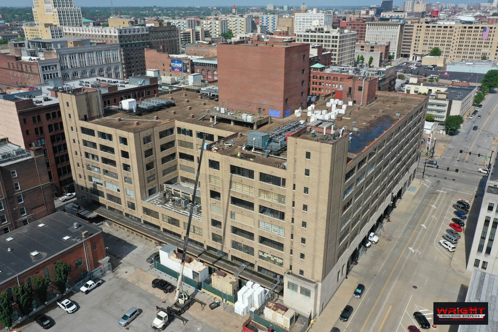 72,000 SF Roof Replacement, Globe Building, project by Wright Building Systems